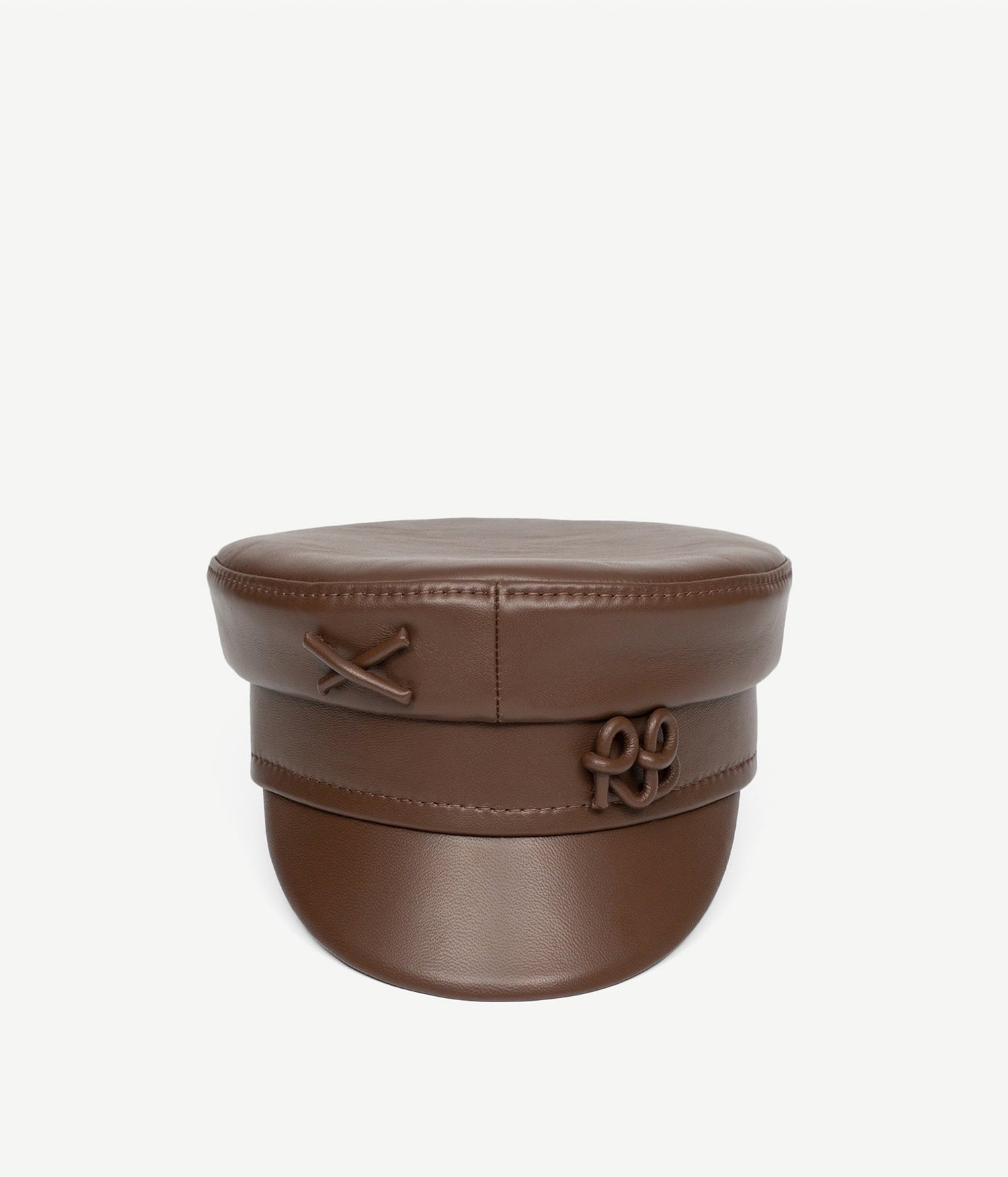 Photo, Baker Boy Cap, Monogram-embellished Leather Baker Boy Cap