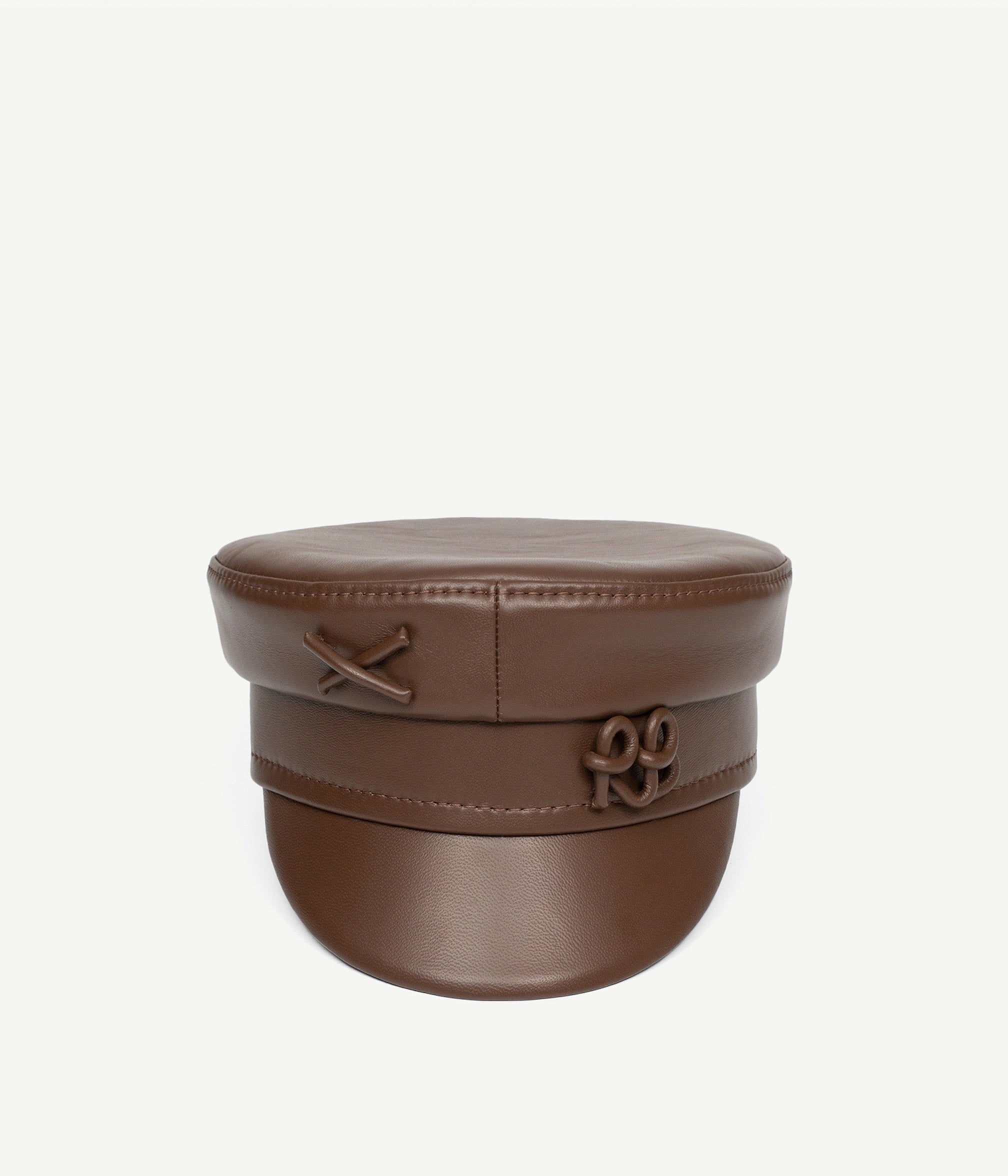 Leather, Monogram-embellished Leather Baker Boy Cap