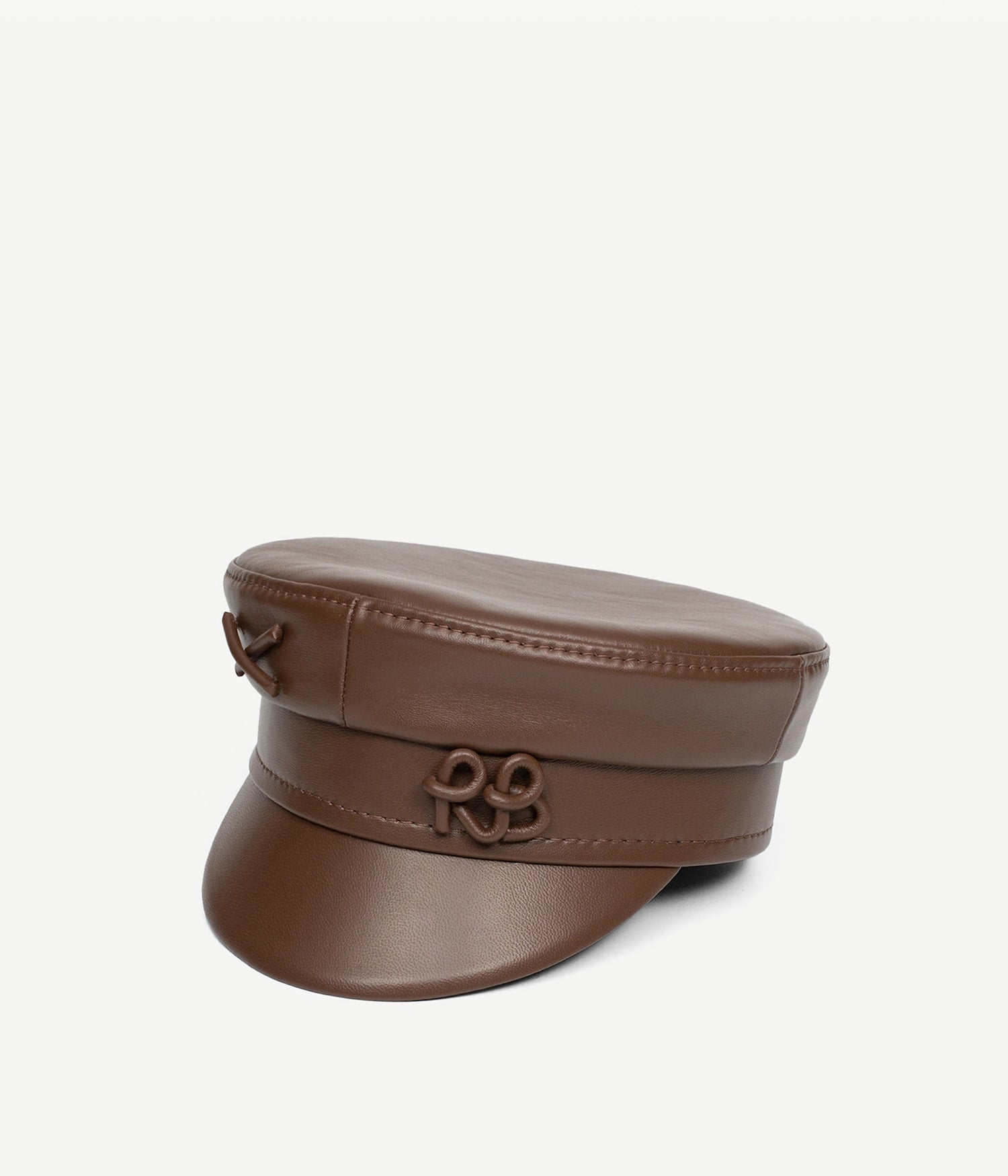 Photo, Baker Boy Cap, Monogram-embellished Leather Baker Boy Cap