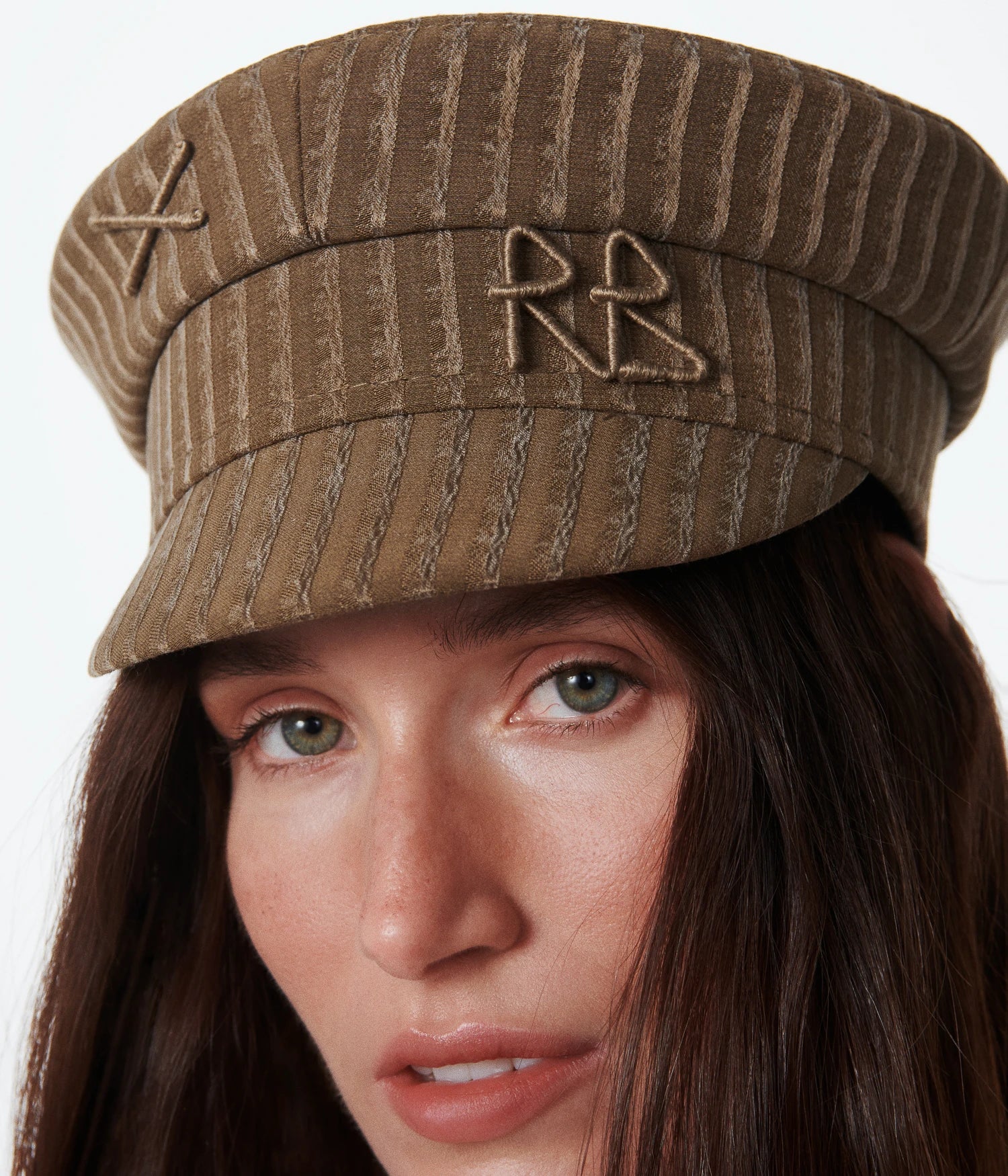 Logo-embellished Stripe-Pattern Baker Boy Cap