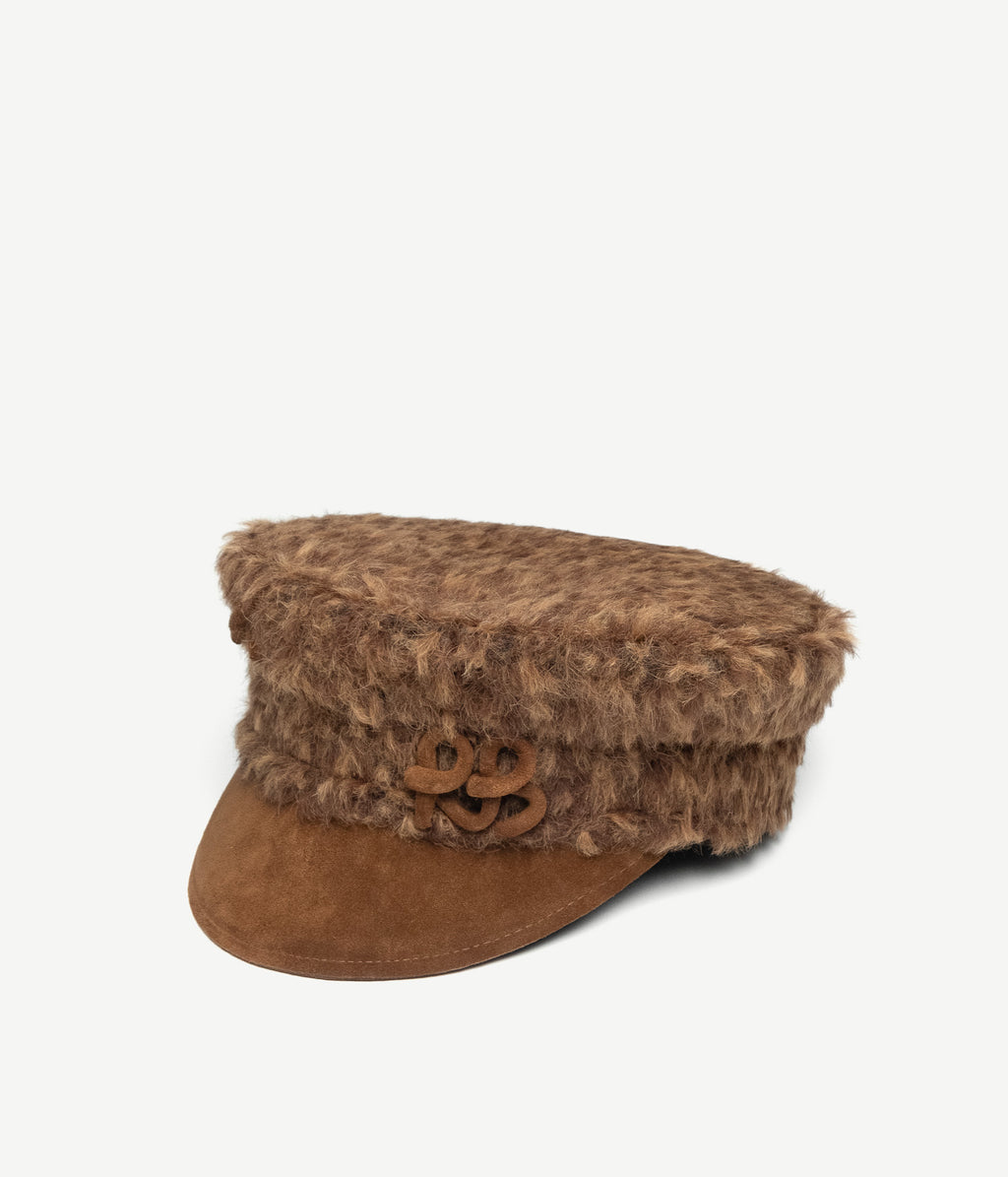 Faux Fur Baker Boy Cap with Suede Peak • Ruslan Baginskiy  display picture 2