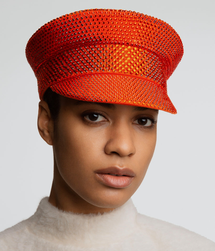 Baker Boy Cap, ruslan baginskiy Crystal-embellished Baker Boy Cap FW23-24 KPC100/005-C-DMD-XXS