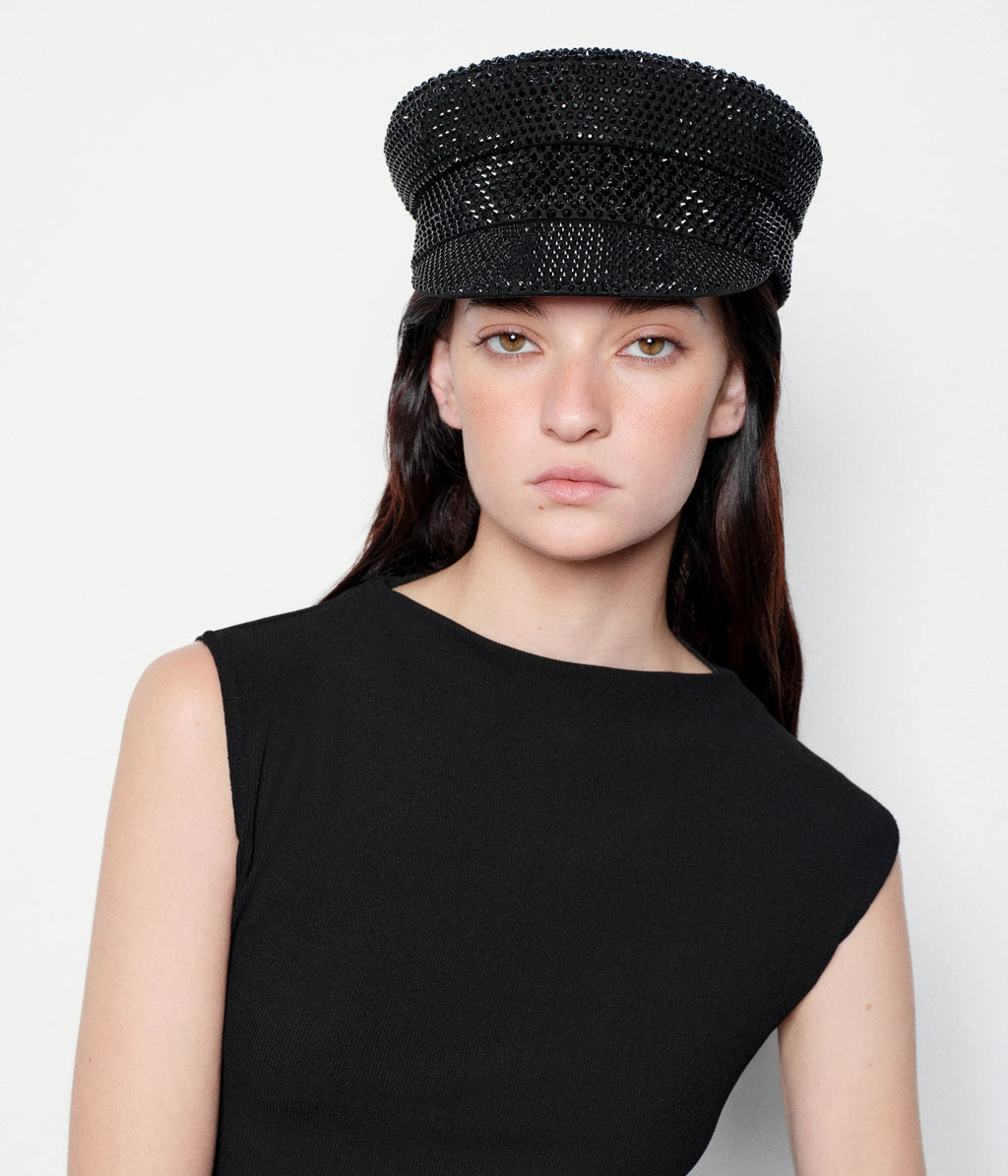 Crystal-embellished Baker Boy Cap • Ruslan Baginskiy Hats  display picture 2