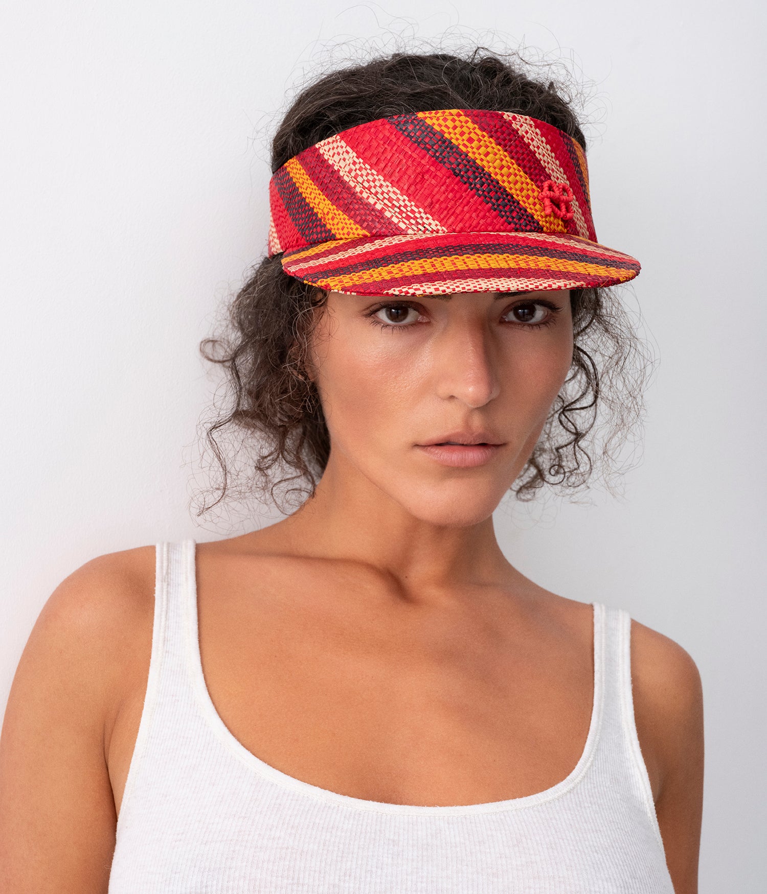 Monogram-embellished Multiсolored Straw Visor