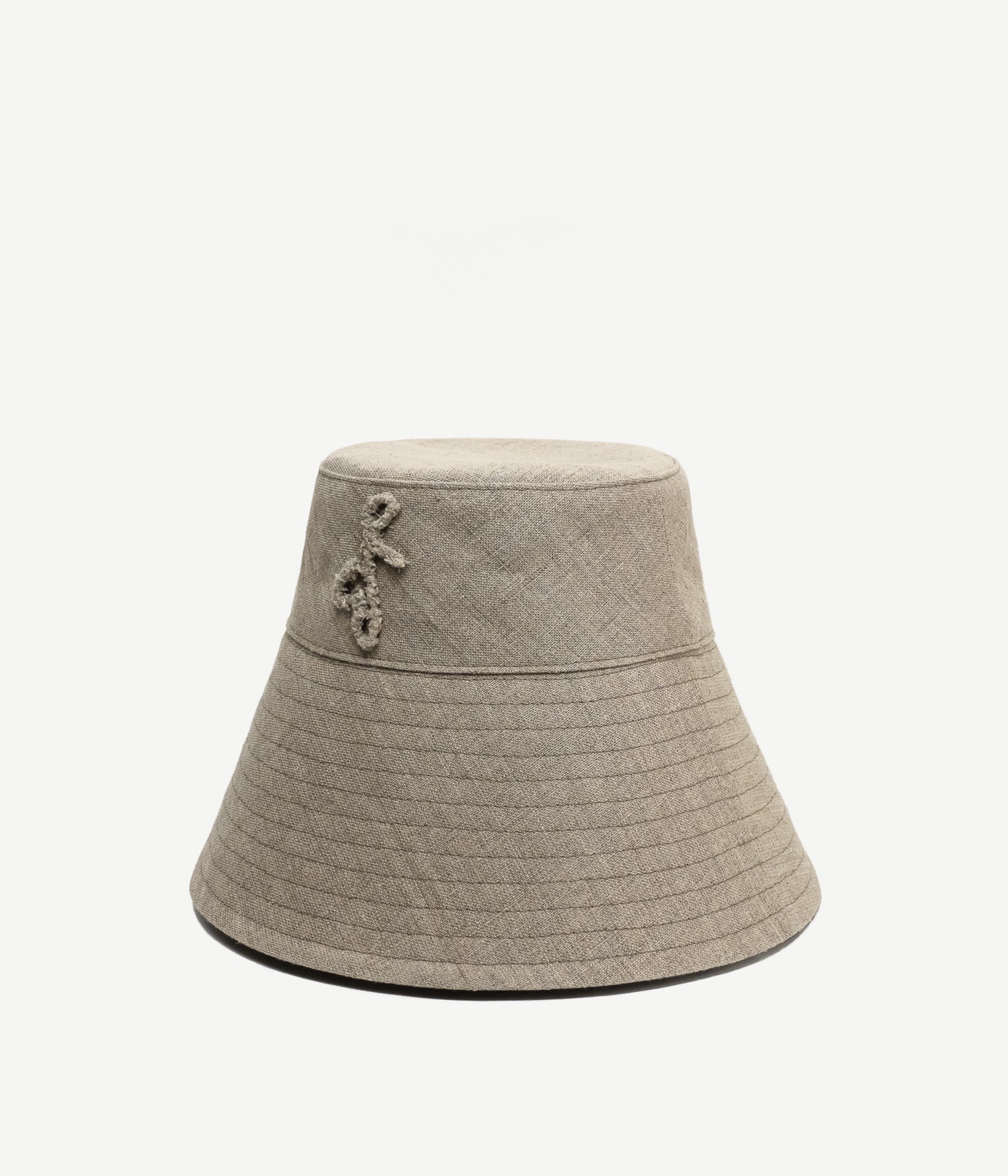Summer Sale 2026, Monogram-Embelished Wide-Brimmed Linen Hat