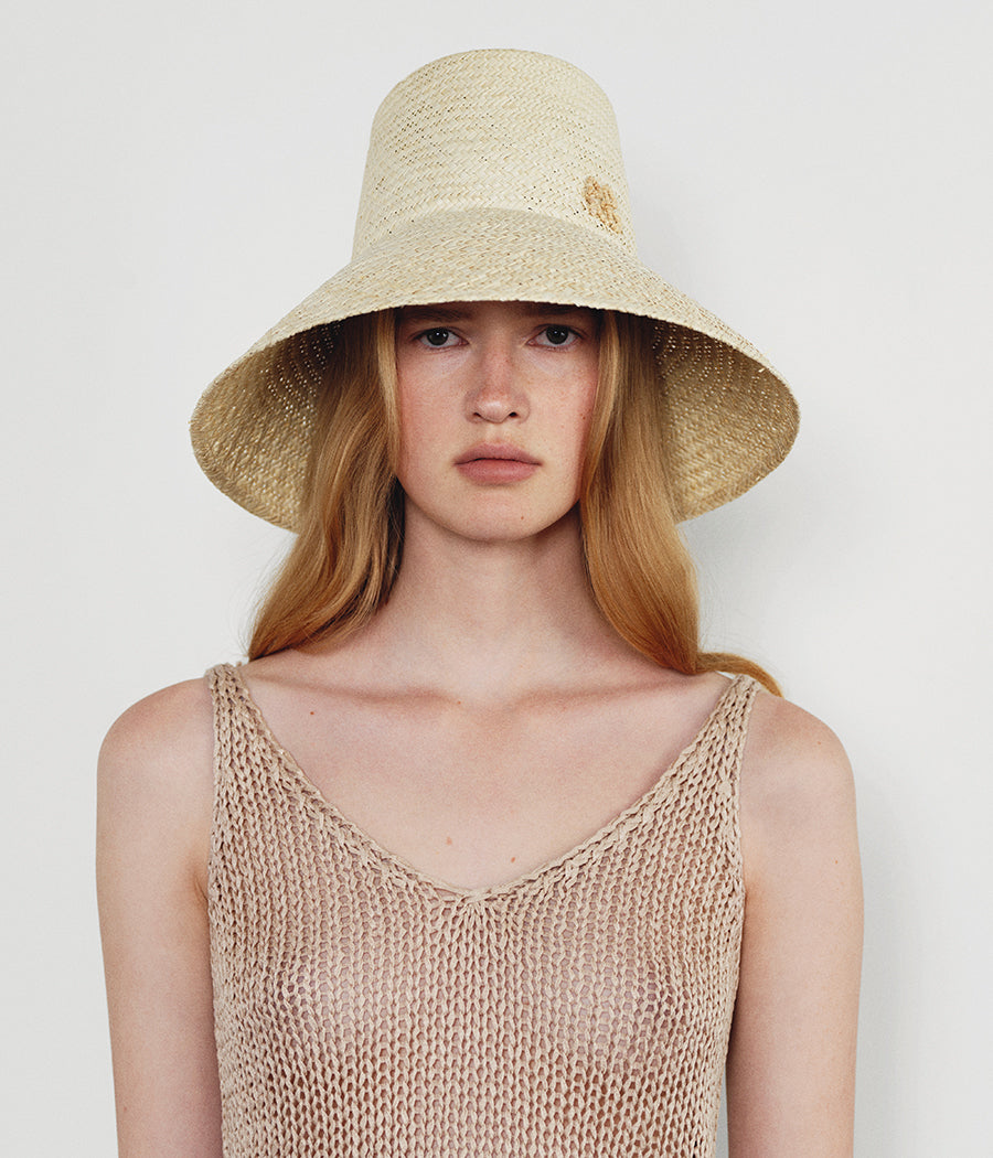 Hats, Monogram-embellished Wide Brim Hat PNM035-STR-SRB-XS Ruslan Baginskiy