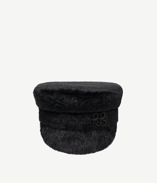 Ruslan Baginskiy baker boy hat black white wool cotton Embellished wool baker boy cap in black - Ruslan Baginskiy  main image 4