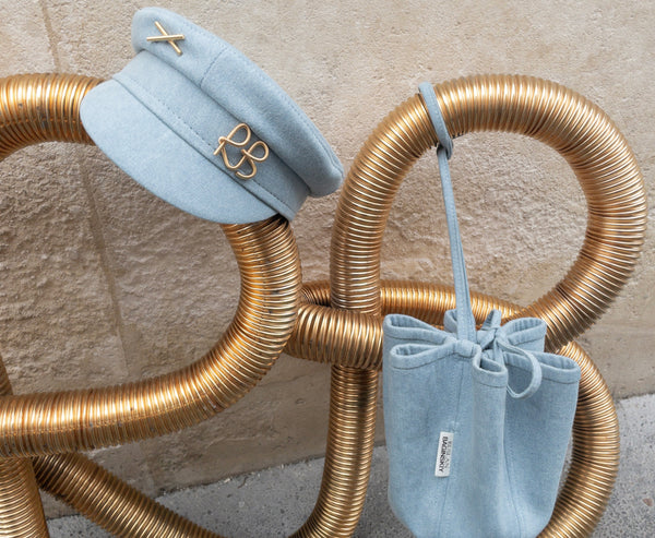 Photo, Baker Boy Cap, Crystal-embellished Black Satin Baker Boy Cap