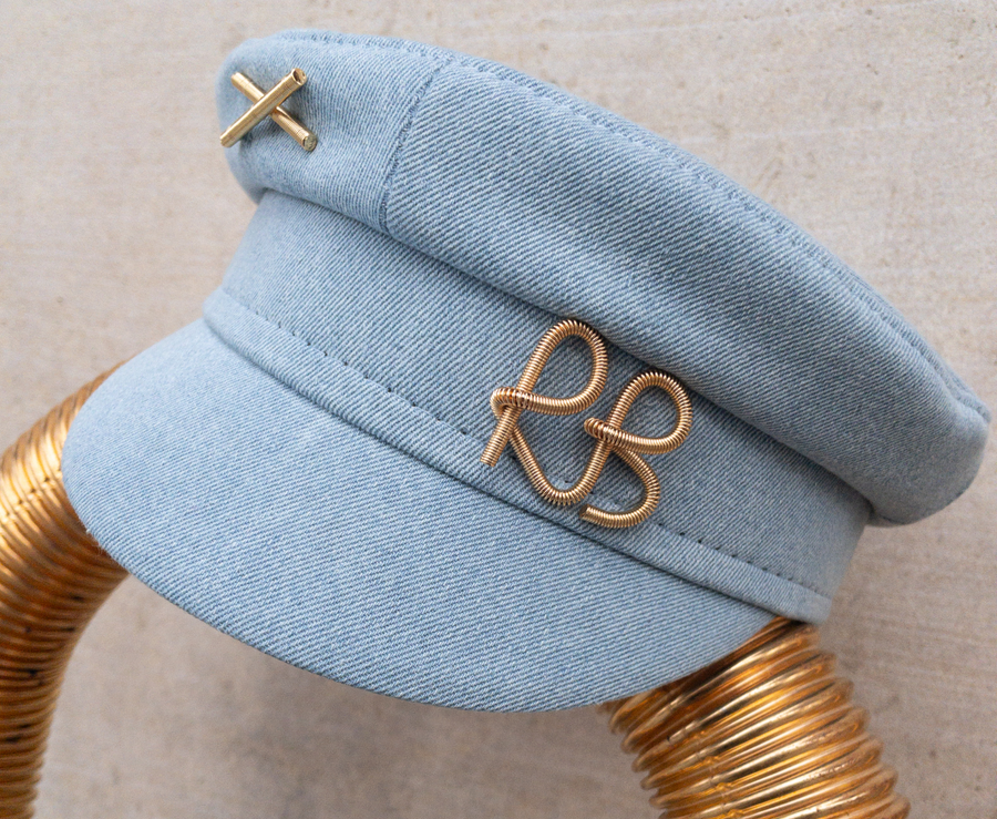 Photo, Baker Boy Cap, Crystal-embellished Black Satin Baker Boy Cap