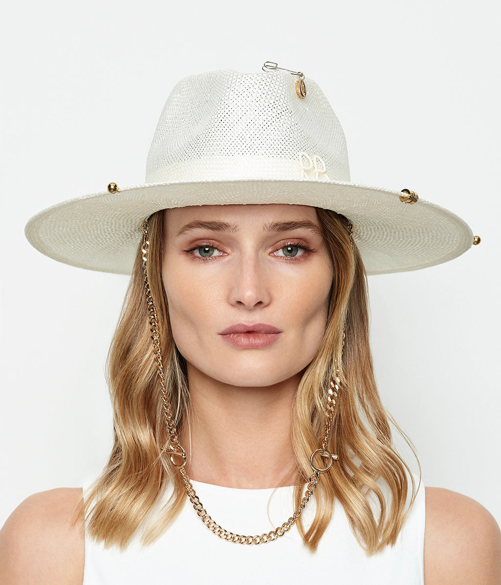 ハット RUSLAN BAGINSKIY 'Chain Strap Fedora' hat (FDR033GRB BLACK) Chain Strap Fedora Hat • Ruslan Baginskiy Hats & Accessories