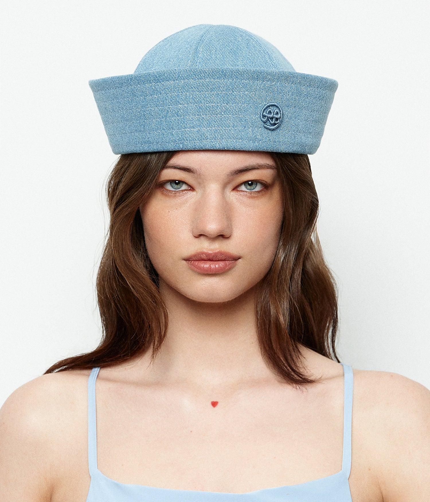 Monogram-embellished Denim Sailor Hat • Ruslan Baginskiy Hats