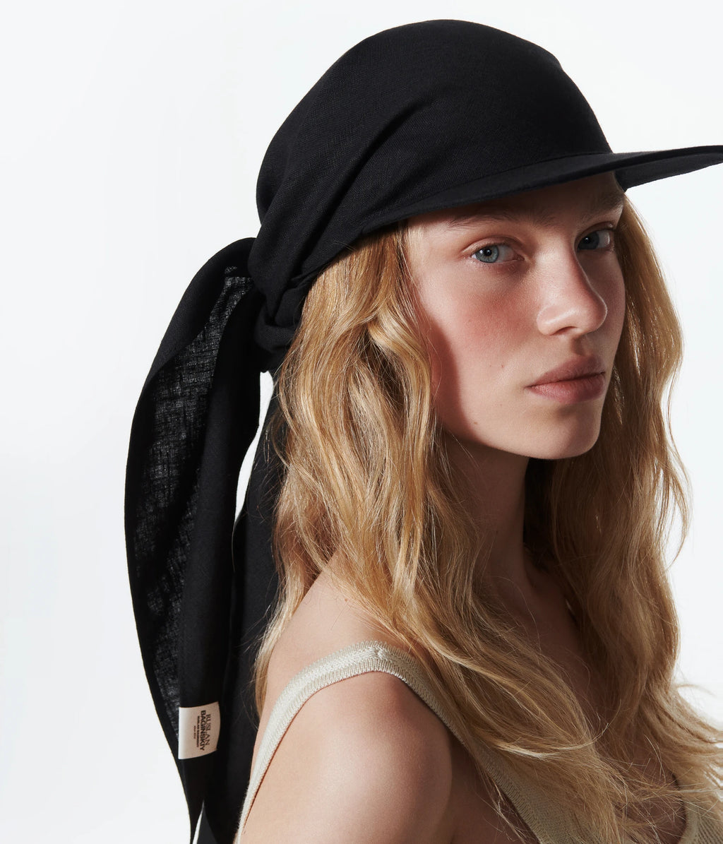 Louren ローレン ラフィアベルハット hat ブラック Logo-patch Linen Scarf Visor • Ruslan Baginskiy Hats & Accessories