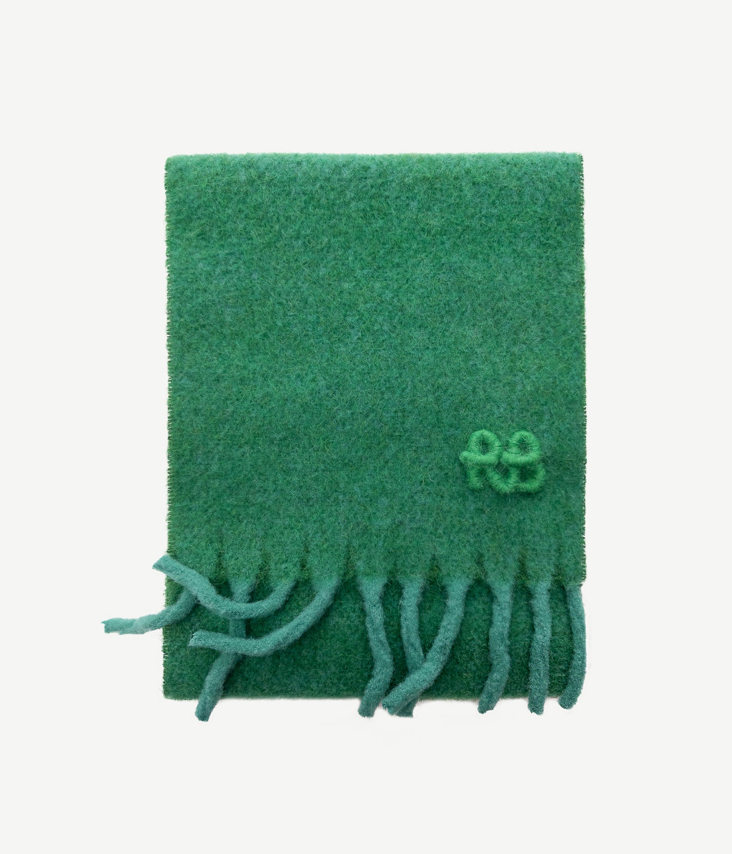 All Knits, Ruslan Baginskiy medium-length scarf is embellished with a contrasting fringe and pastel RB logo. The shades of wintertime nature informed the colour palette, which varies from grey to red. And the heartwarming effect is transferred by the wool, mohair, and alpaca blend.Size MID - 25x195 cm42% Wool, 30% Nylon, 14% Alpaca, 14% Mohair