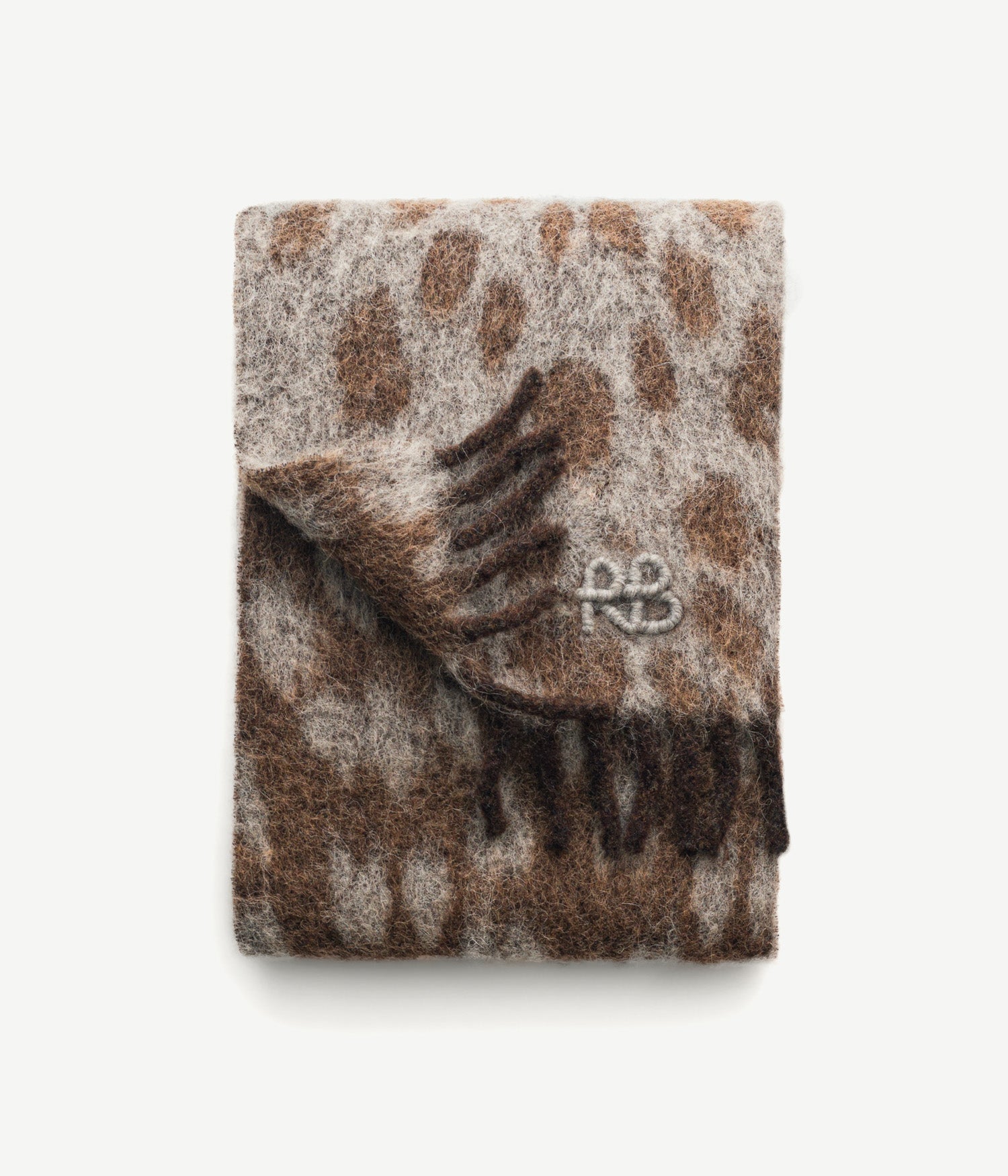 RB-Logo fringed alpaca-blend scarf Mid