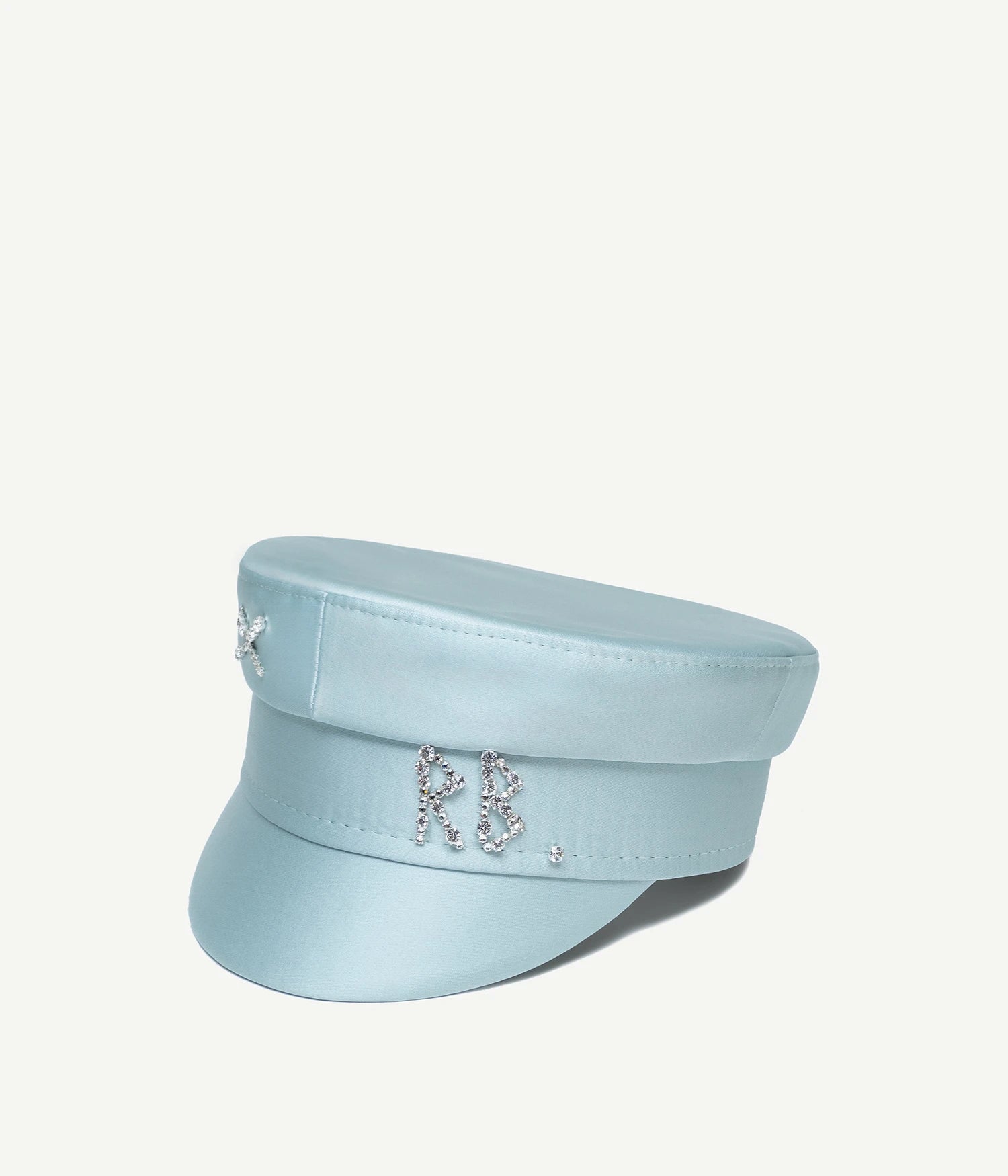 Crystal-embellished Satin Baker Boy Cap