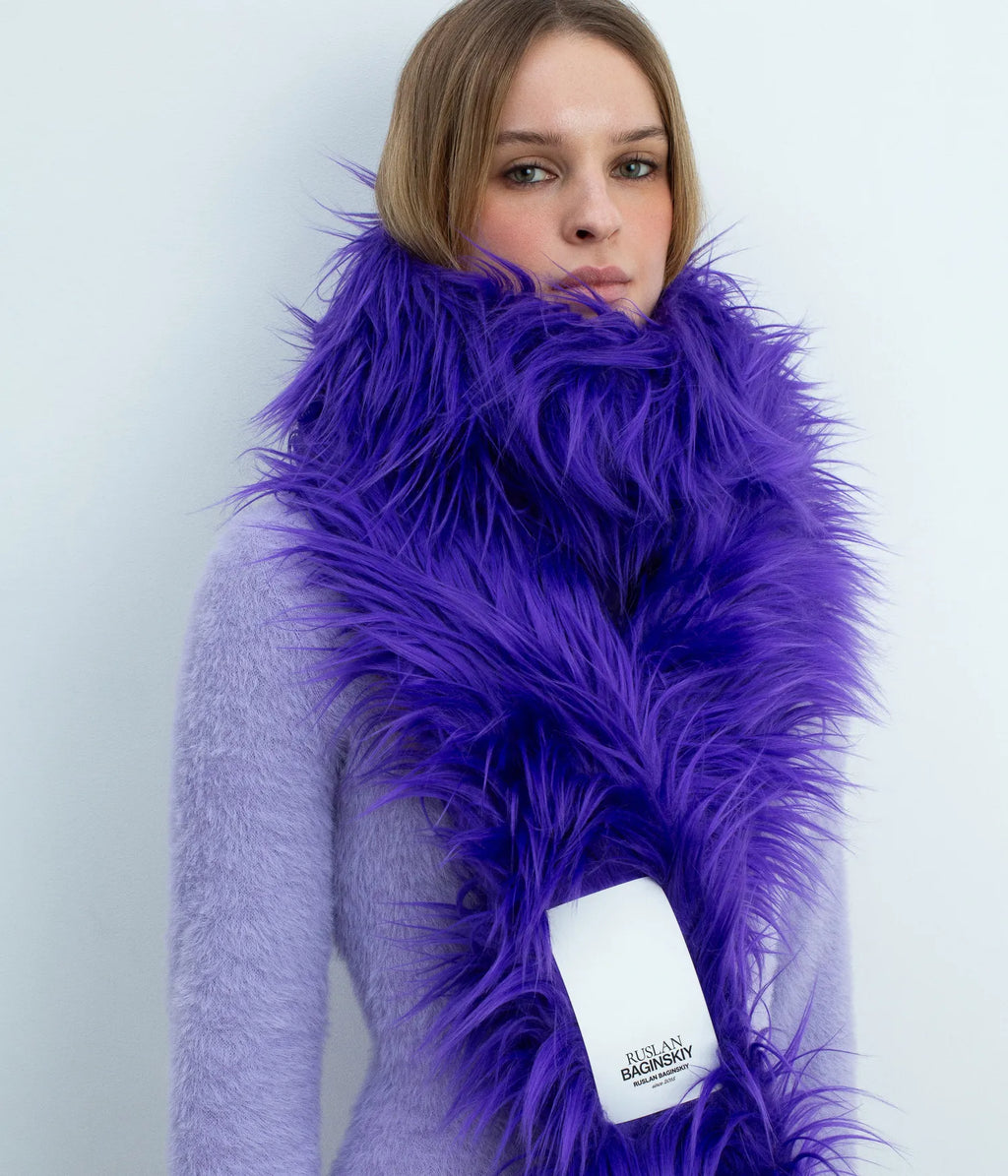 Faux-Fur Logo-Patch Scarf • Ruslan Baginskiy Hats Accessories