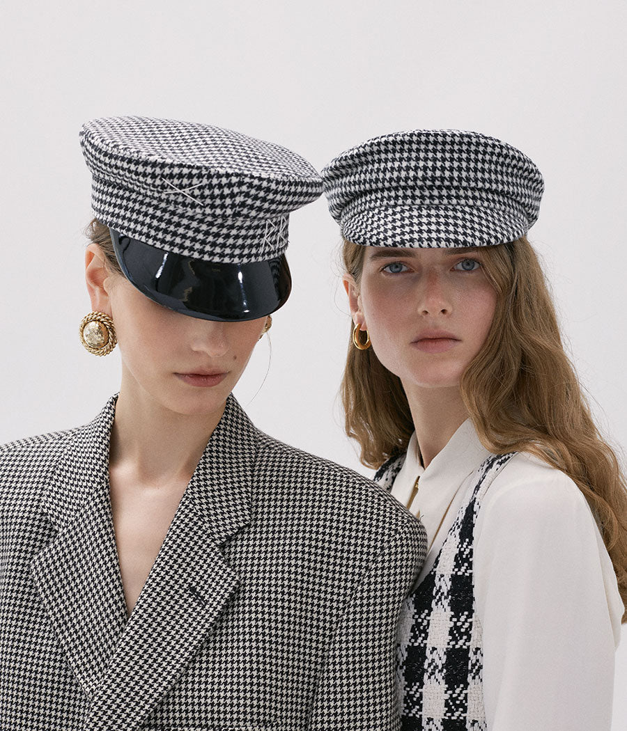 Houndstooth Wool Baker Boy Cap (4660088864816)