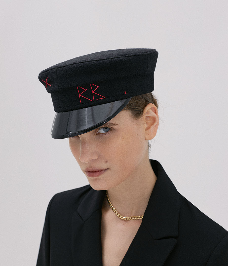 Photo, , Black Wool Baker Boy Cap