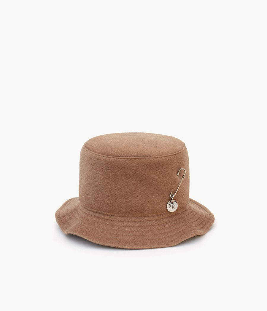 Beige pierced wool bucket hat (4622638579760)