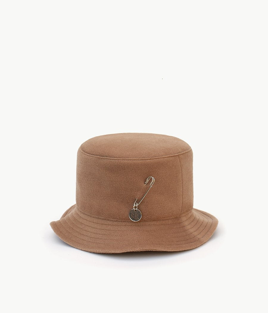 Beige pierced wool bucket hat (4622638579760)