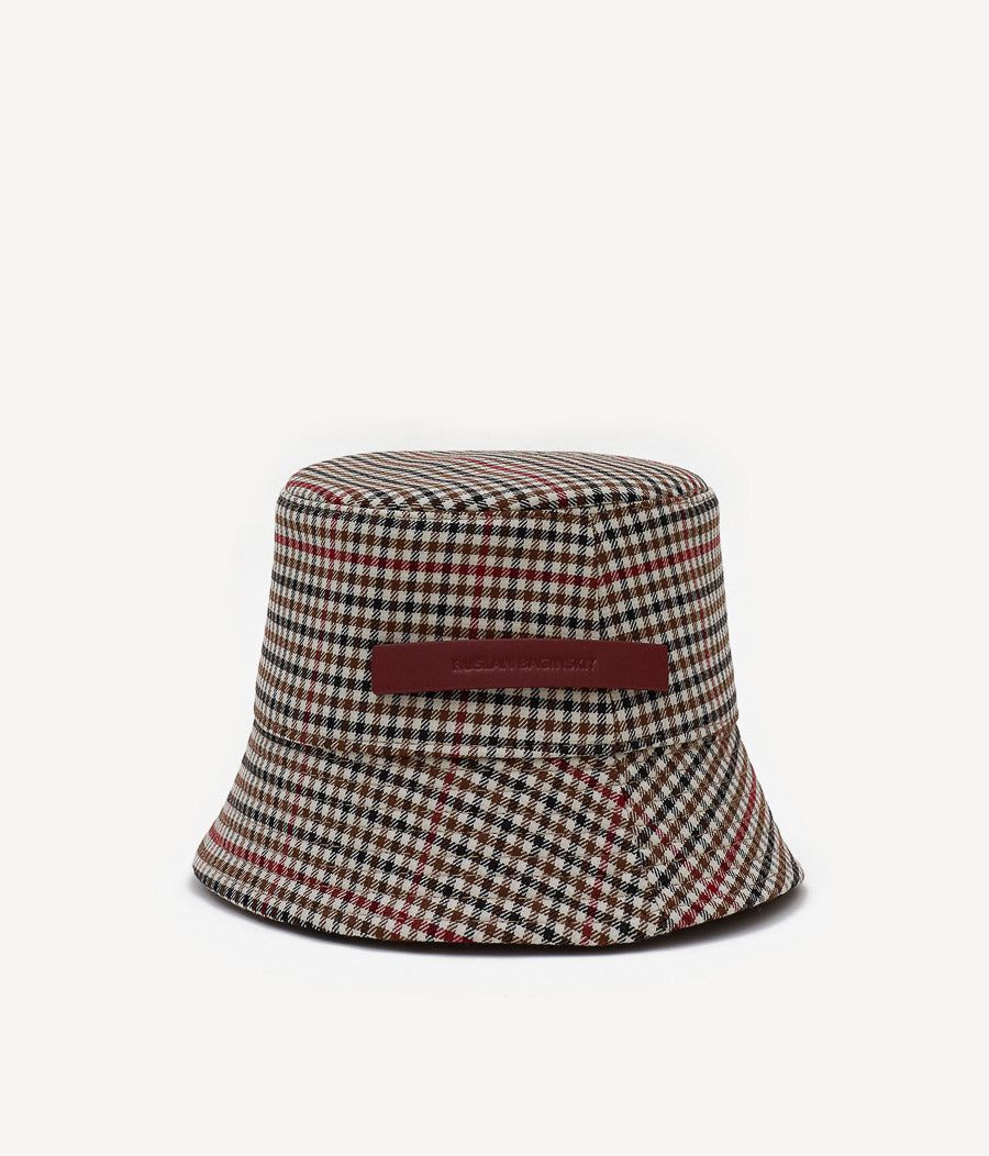 Gingham Wool-blend Bucket Hat