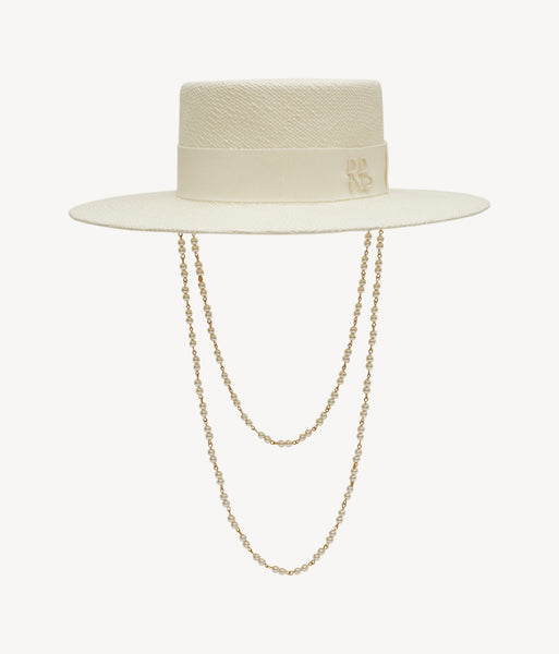ハット RUSLAN BAGINSKIY SS25 (KPC038PS25 STR SRBPINK) Crystal-embellished Satin Baker Boy Cap • Ruslan Baginskiy