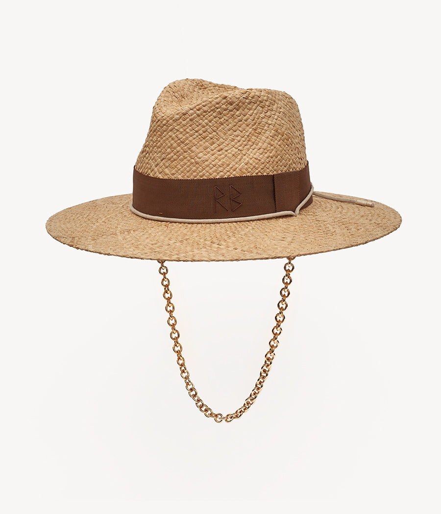 Photo, Fedora Hat, Chain Strap Straw Fedora Hat