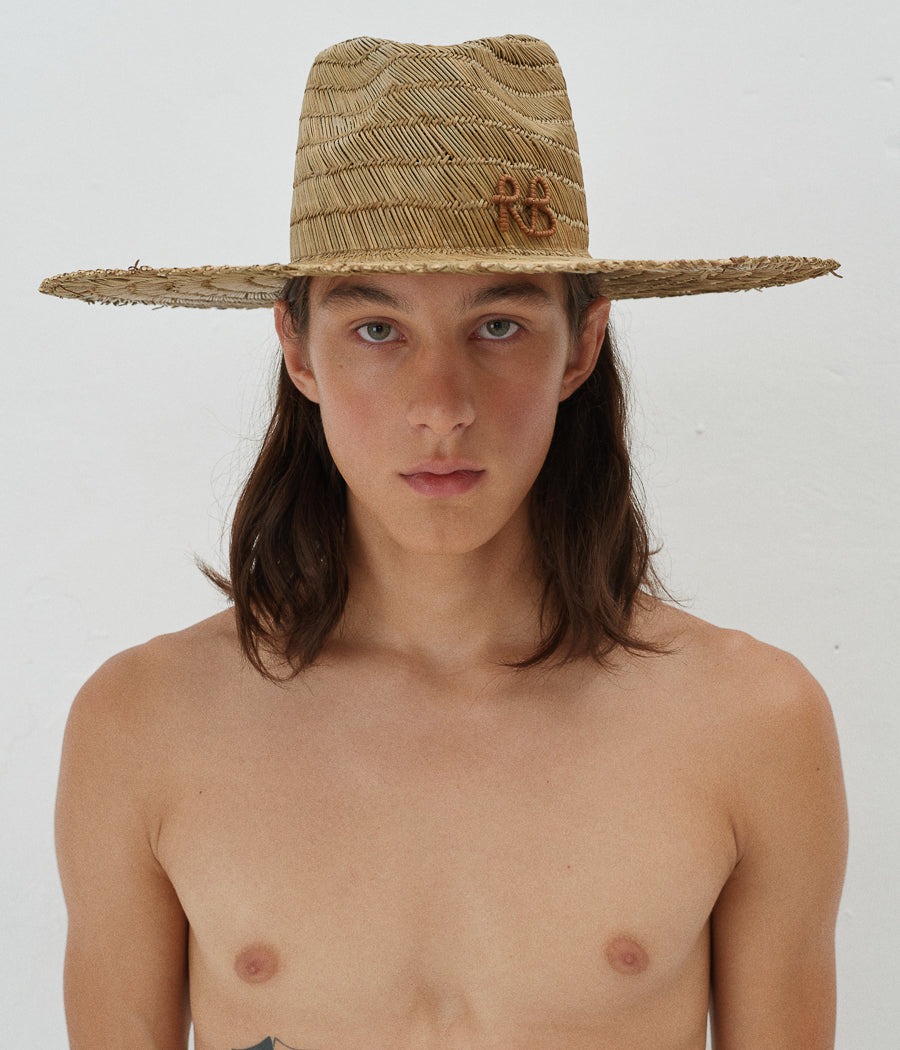 Products, Monogram-embellished Fedora Hat FDR036/09-STR-WRB Ruslan Baginskiy