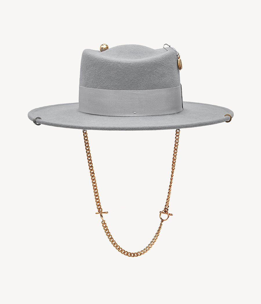 Piercing Grey Felt Gambler Hat