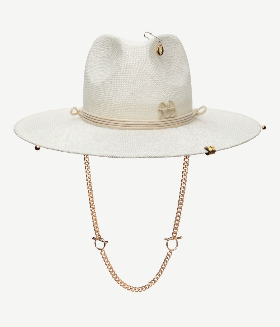 Photo, Fedora Hat, Chain Strap Straw Fedora Hat WRB