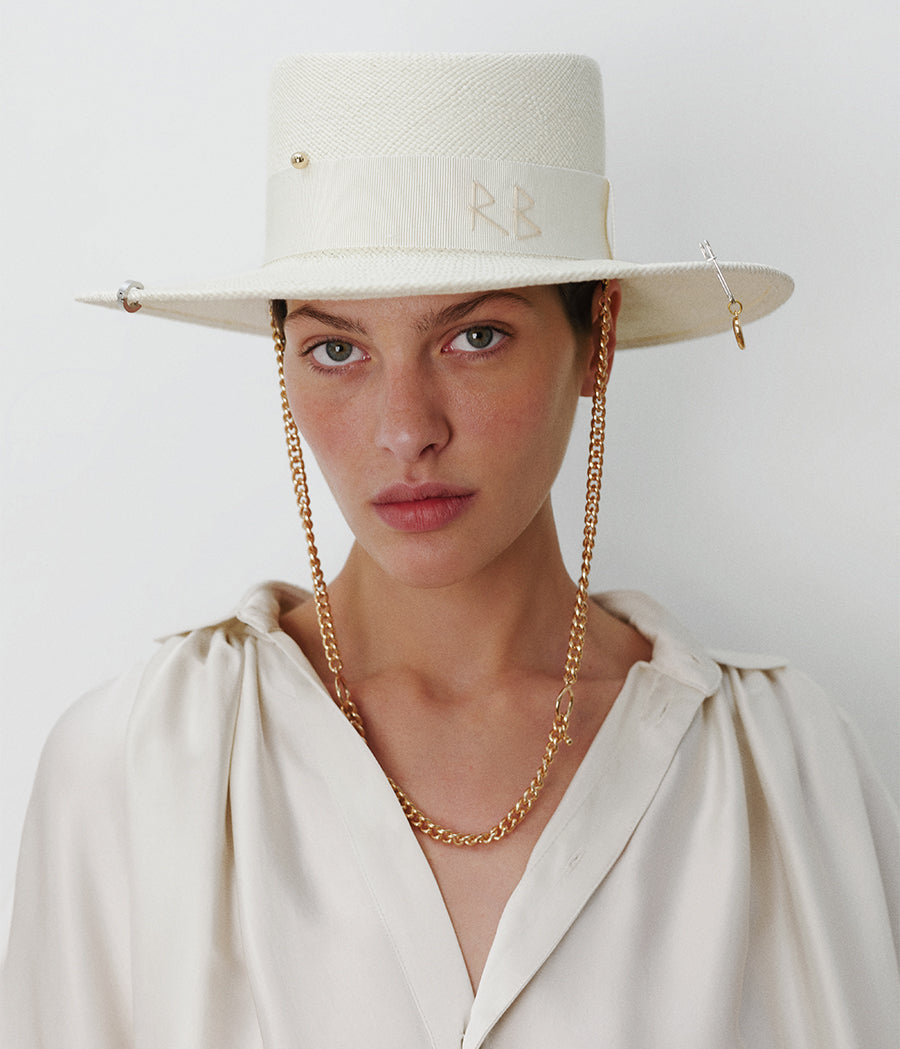 Photo, Hats, Chain Strap Straw Gambler Hat