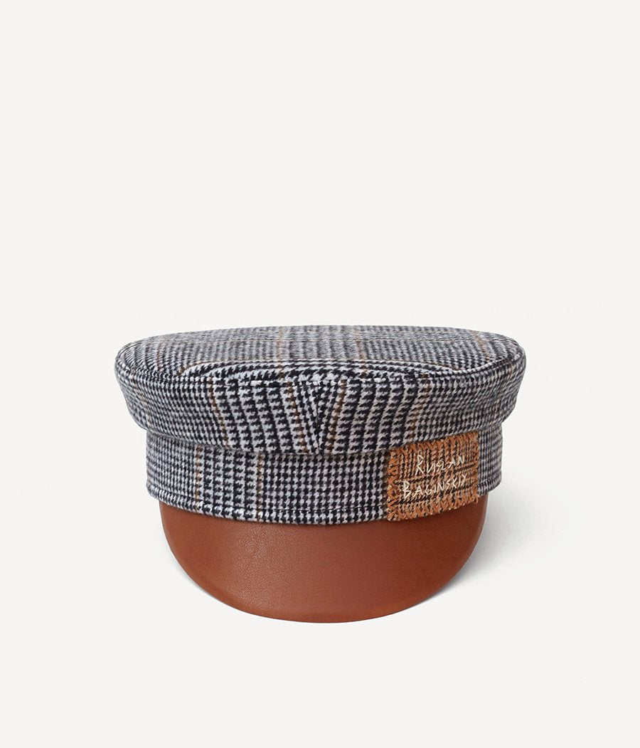 Houndstooth wool baker boy cap (4622634647600)