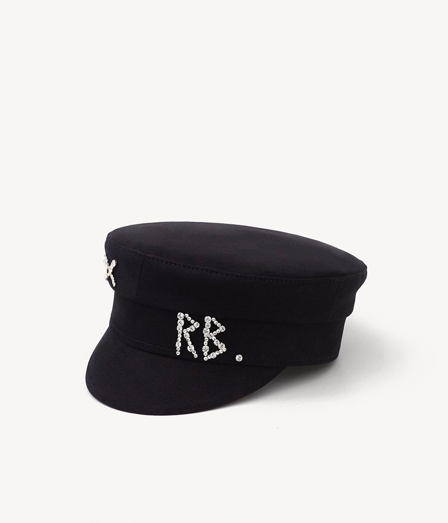 Photo, Baker Boy Cap, Crystal-embellished Cotton Baker Boy Cap