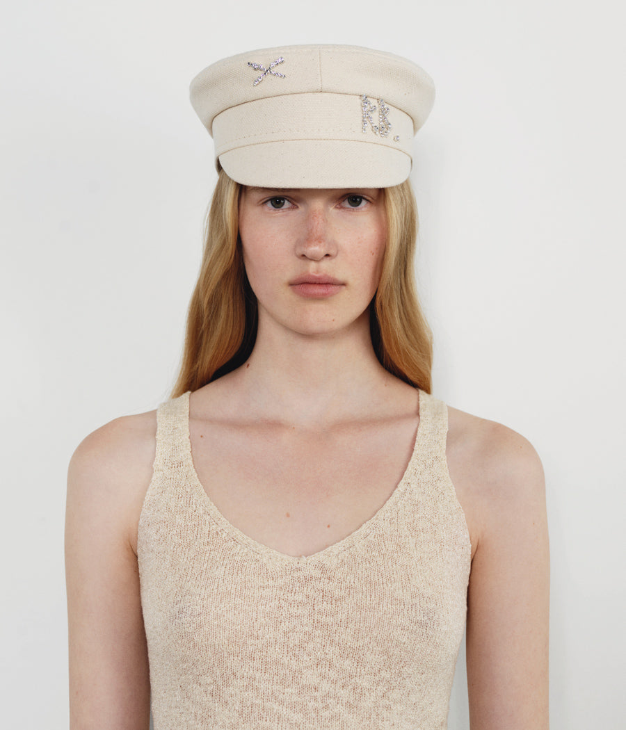 Crystal-embellished Baker Boy Cap