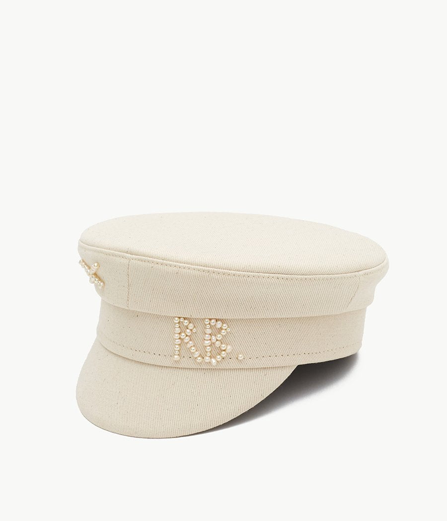 Pearls-embellished Baker Boy Cap