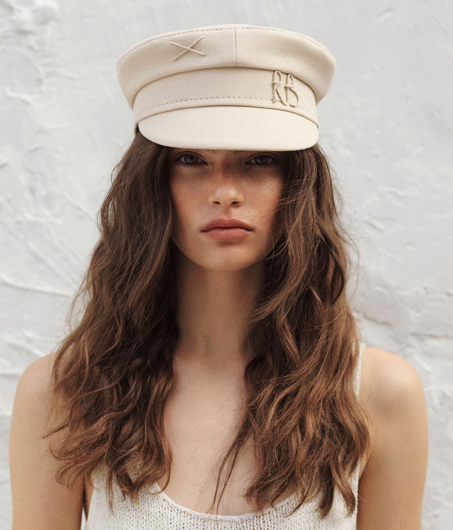44_LS, Monogram-embellished Baker Boy Cap