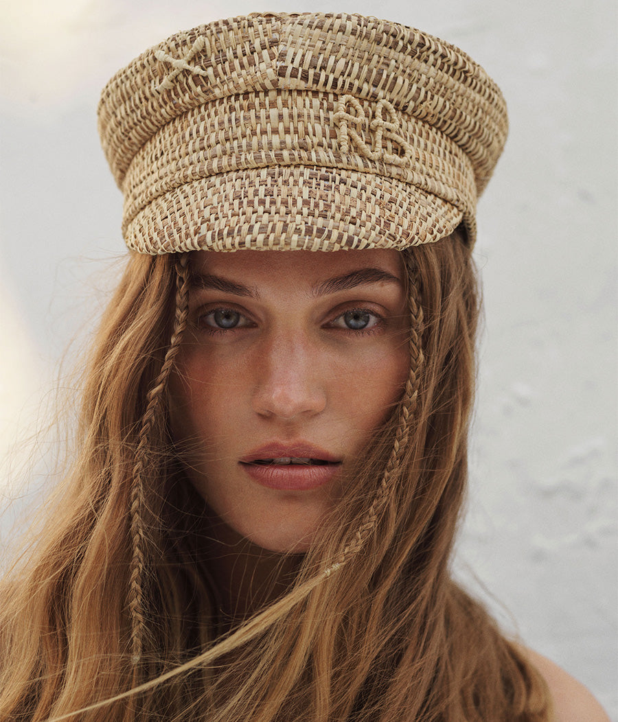 Ruslan Baginskiy SS2022, Monogram-embellished Baker Boy Cap KPC036/09-STR-SRB-XXS Ruslan Baginskiy