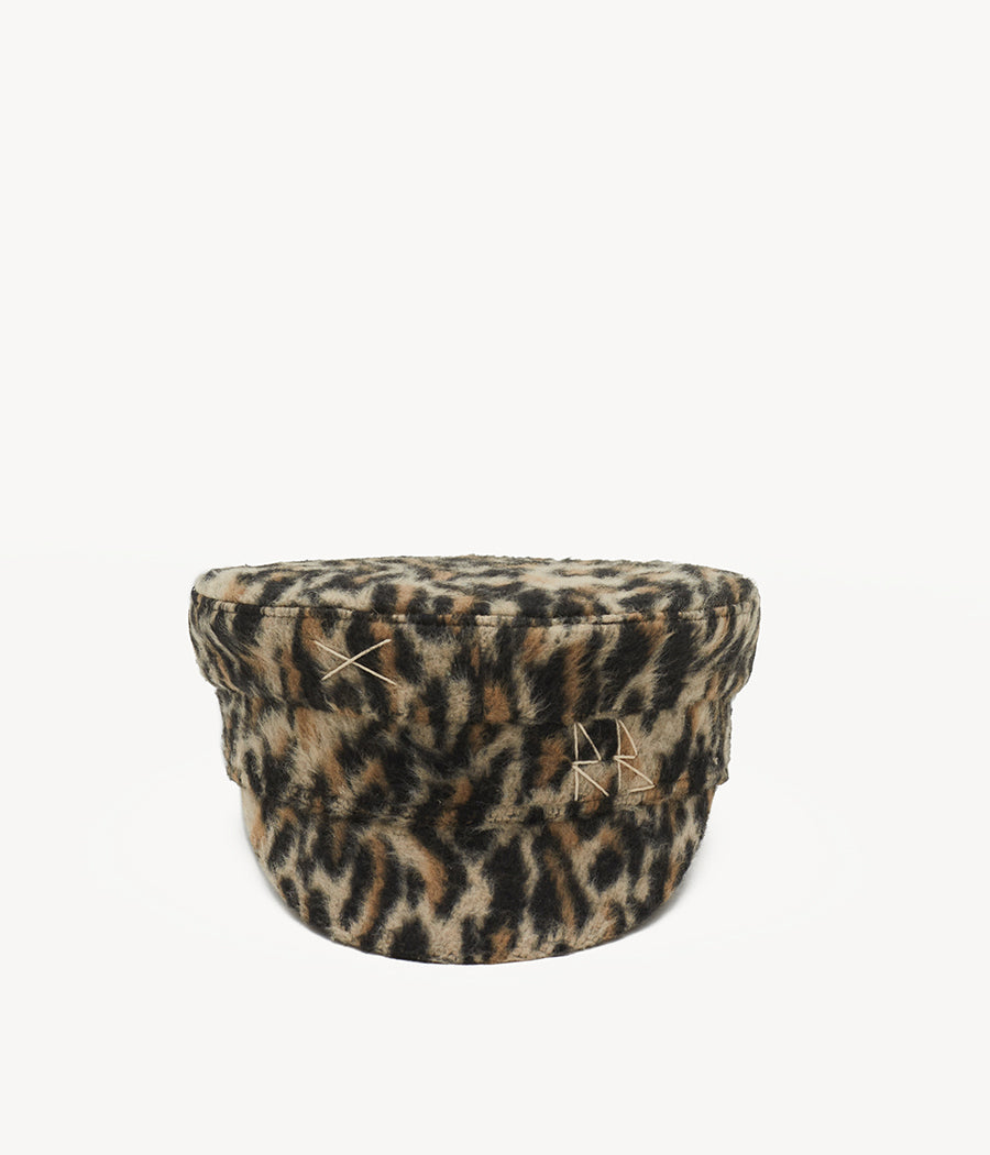 Leopard Print Baker Boy Cap