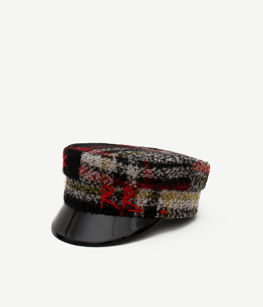 Checked Wool Baker Boy Cap (4712878932016)