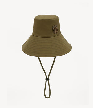 Patch-embellished Wide Brim Bucket Hat