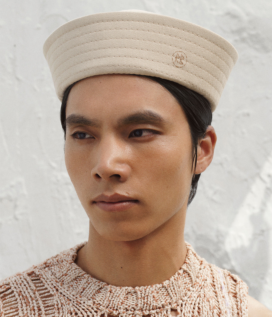 Ruslan Baginskiy SS2022, Monogram-embroidered Sailor Hat SAH035-C-XXS Ruslan Baginskiy