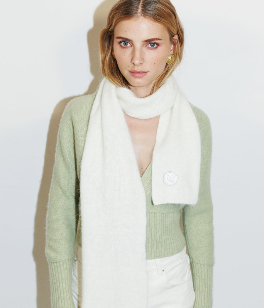 White Logo Patch Scarf