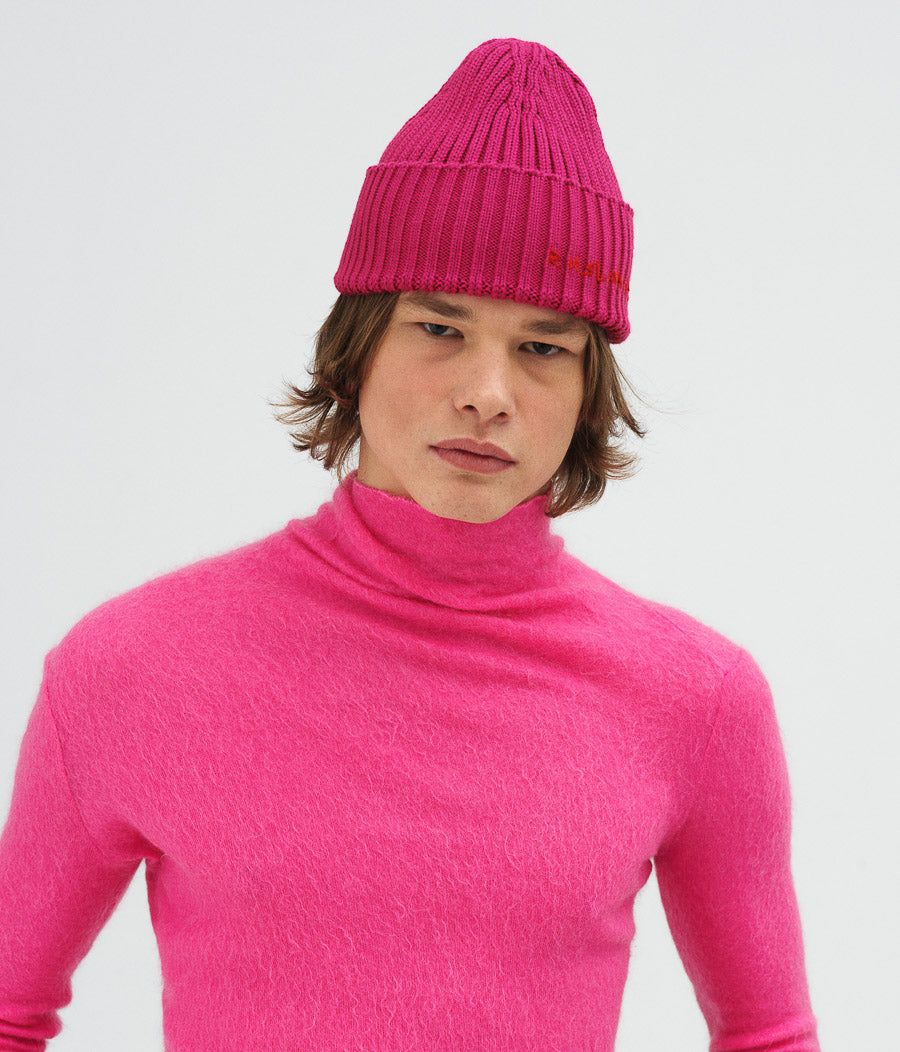 Pink, Hand-embroidered Beanie BN138/034-MWP-RU-OS Ruslan Baginskiy